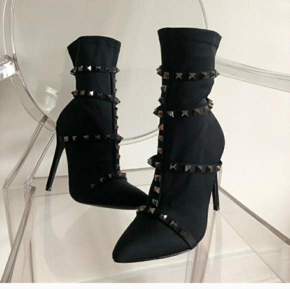 Fashion Nova Shoes - Black Studded Bootie